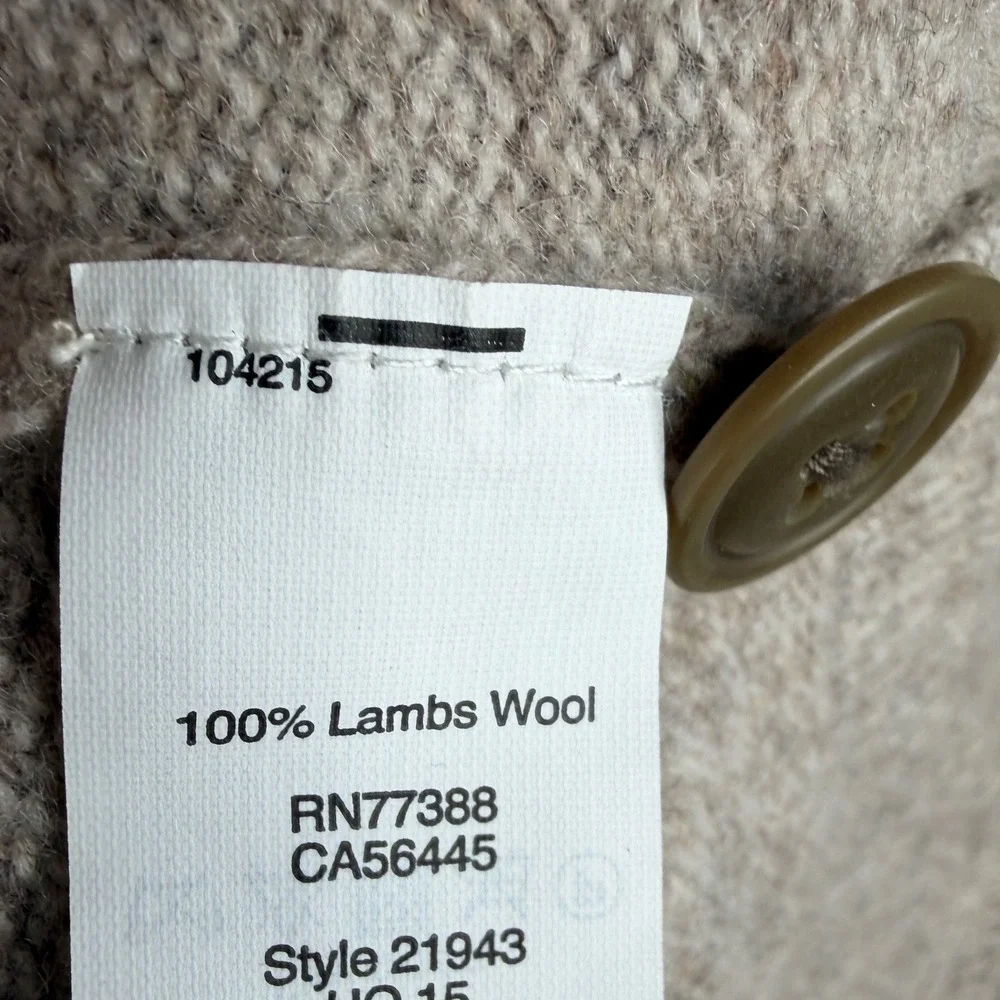 J. Crew Men's Lambs Wool Shawl Neck Sweater‎ size Large Beige